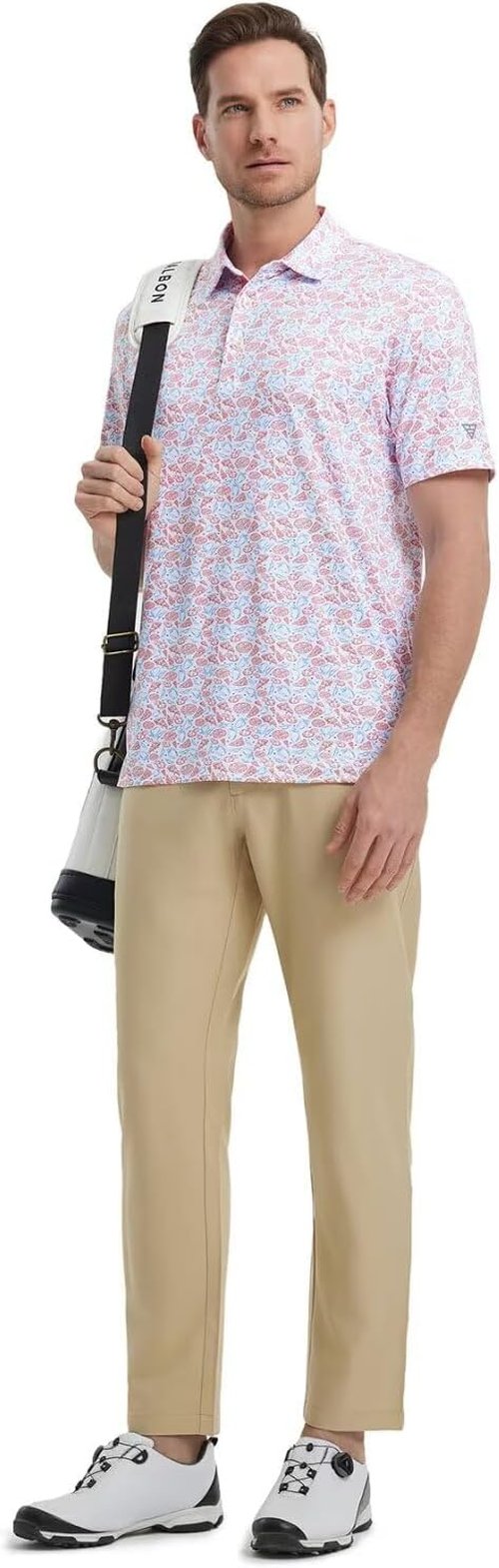 M MAELREG Men's Golf Shirt - Short Sleeve Moisture-Wicking Performance Polo | Stylish Print Patterns