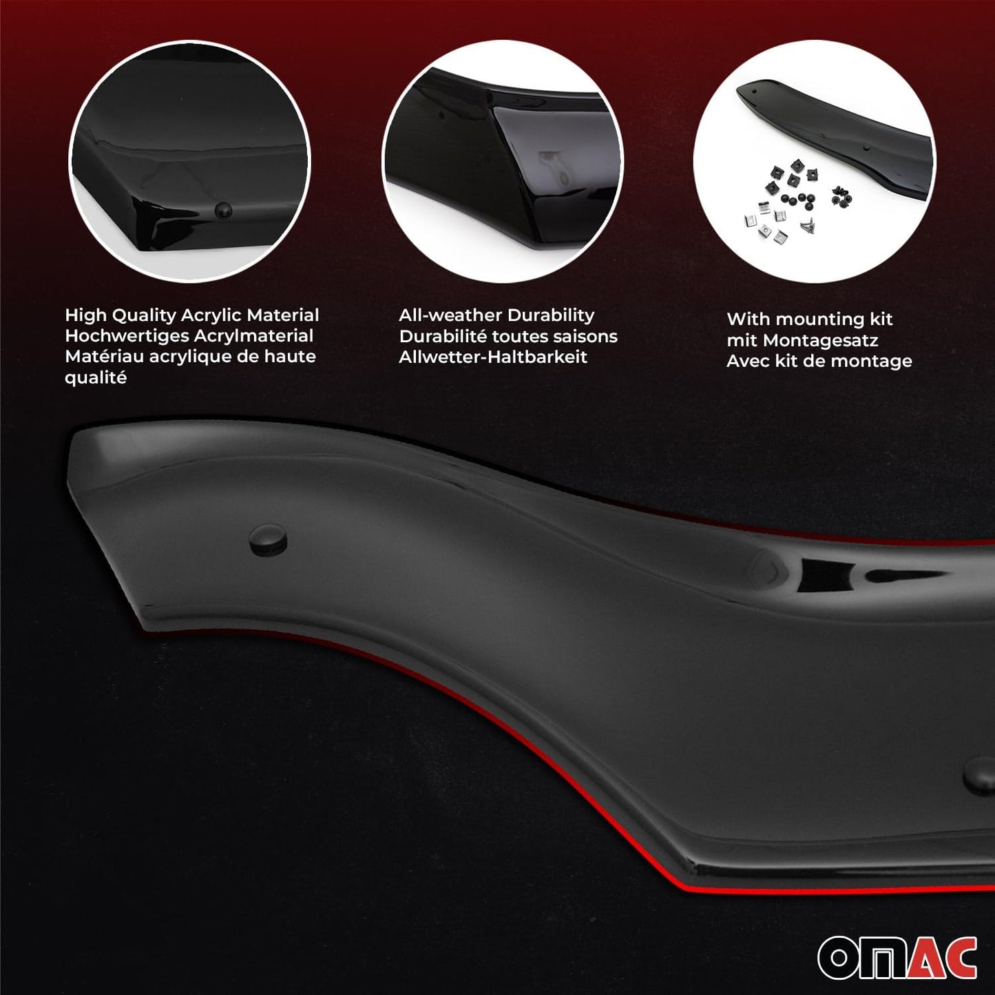 OMAC Front Bug Shield Hood Deflector Guard for Hyundai Tucson 2016-2021 Black Smoke