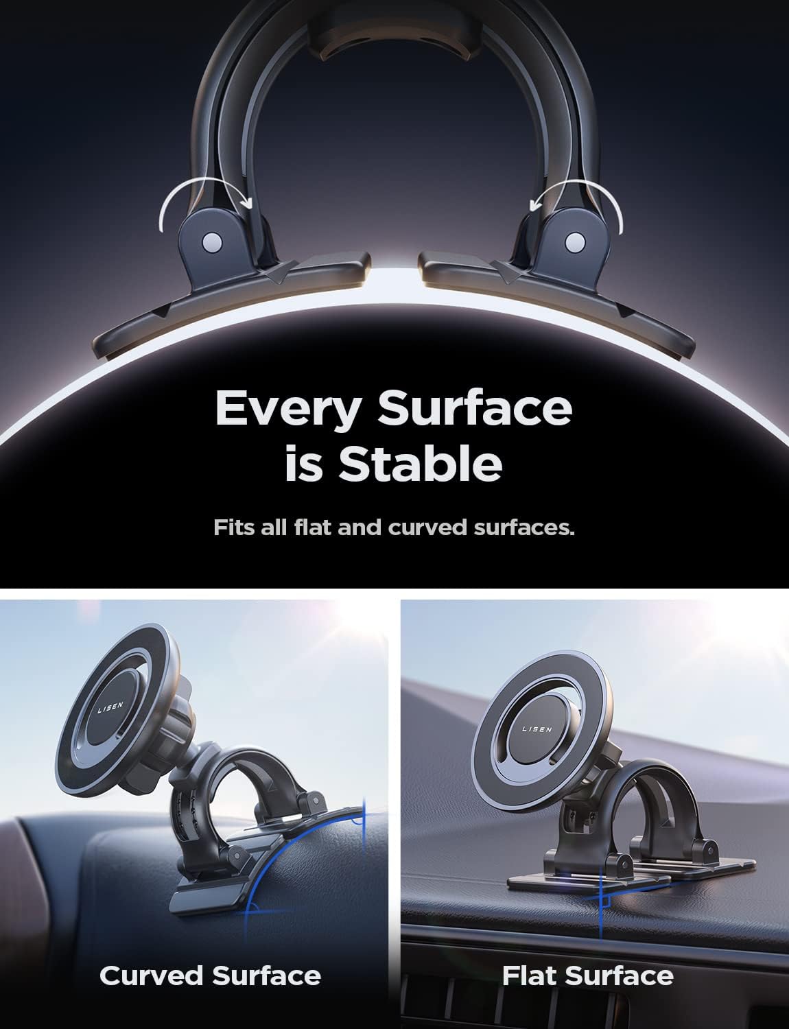 LISEN for MagSafe Car Mount [Strong Magnets] Magnetic Phone Holder for Car Hands Free Cell Phone Mount Cradle Vent & Dashboard Car Accessories for Women Men fit iPhone 17 16 15 14 13 12, Black