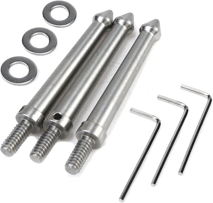 3 Pcs 1/4 Inch Stainless Steel Tripod Spike Mount Adapter