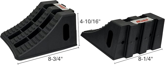 Extreme Max 5800.5852 Heavy-Duty Interlocking Wheel Chock for Tandem Axle Trailers and RVs - 9.2" x 8.2" x 4.7", Pair