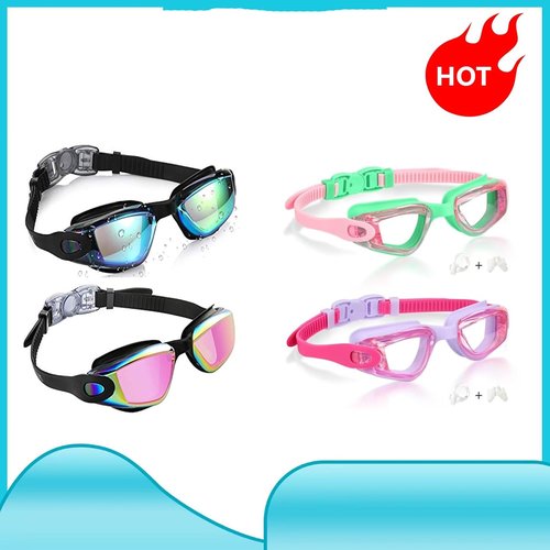 Aegend Kids Swim Goggles - Pack of 2 Comfortable Swimming Goggles for Ages 3-14 | Boys & Girls