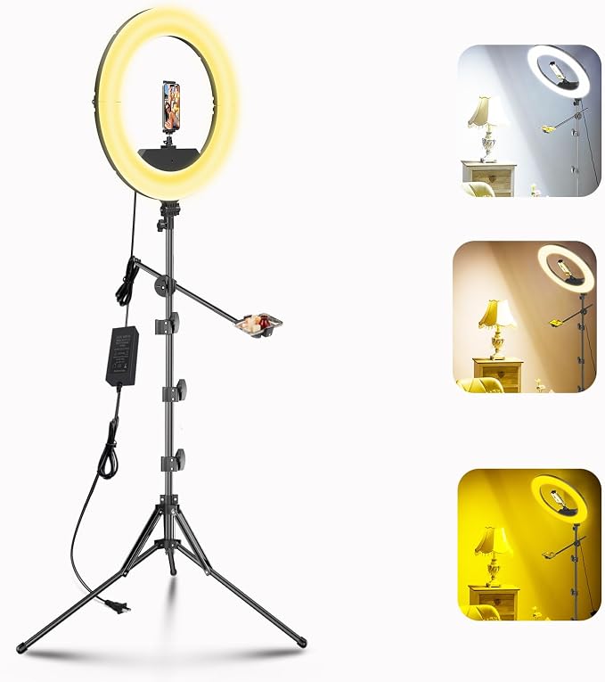 55W18 45cm Ring Light Kit 6700K Dimmable LEDRinglightTripod Stand Dual Phone