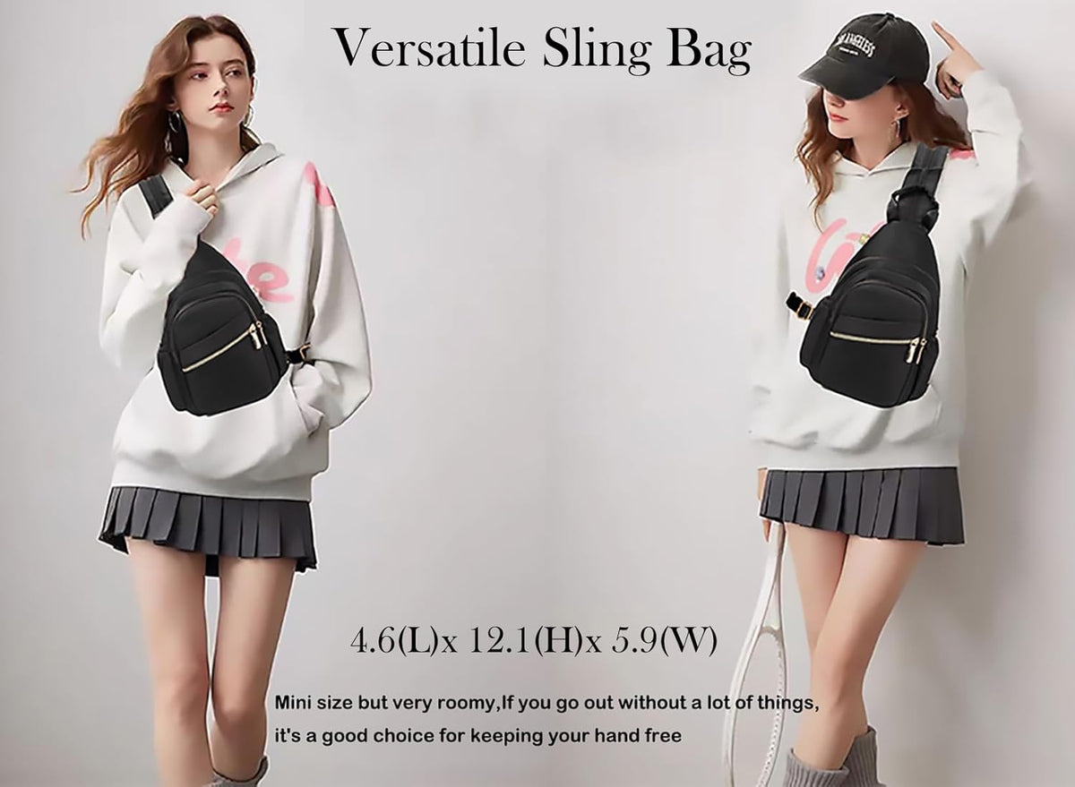 Xsecnua Crossbody Sling Bag - Mini Convertible Backpack for Women | Ideal Travel Daypack