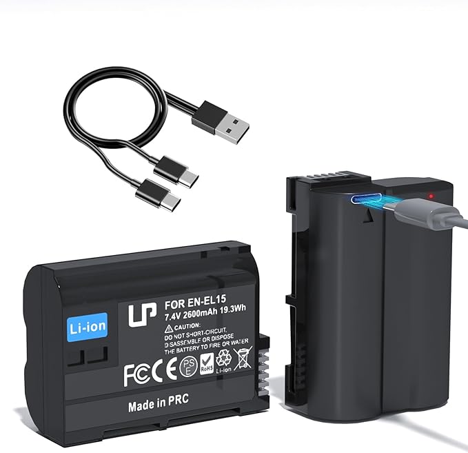 LP EN-EL15C Battery 2-Pack 2600mAh USB-C Fast Charging