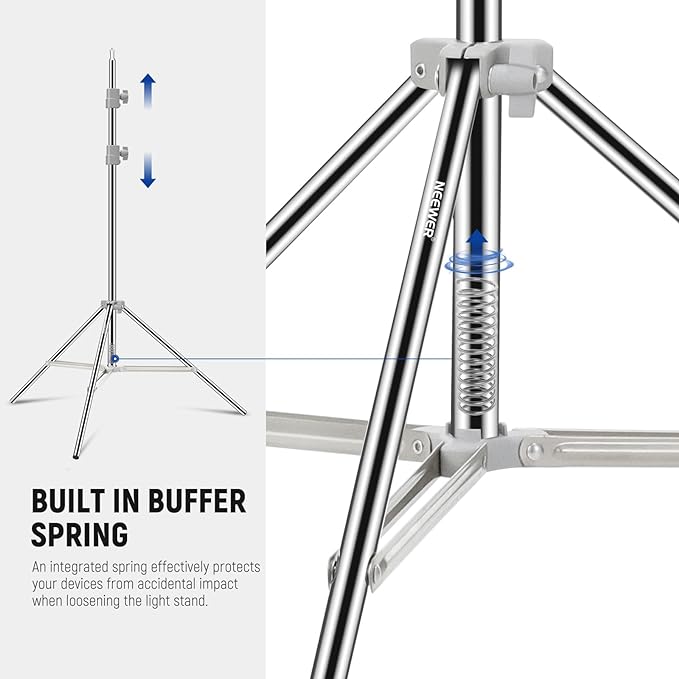 NEEWER Upgraded 75"/190cm Light Stand Stainless Steel Spring Loaded, Foldable