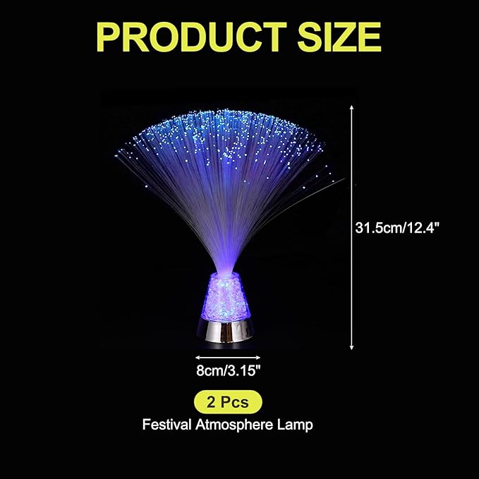 MECCANIXITY Fiber Optic Lamp, LED Novelty Lighting Sensory Mood Light Color Changing in Night for Bedroom Ambient Decorations,2Pcs