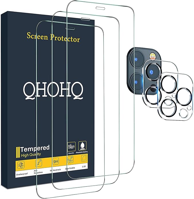 QHOHQ 3 Pack Screen Protector for iPhone 12 Pro Max 6.7"