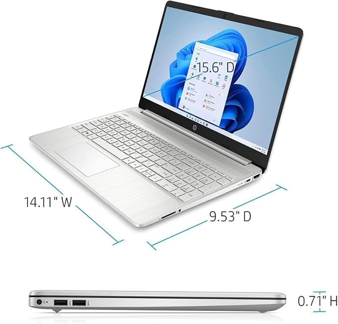 HP Notebook Laptop, 15.6" HD Touchscreen, Intel Core i3-1115G4 Processor, 32GB RAM, 1TB PCIe SSD, Webcam, Type-C, HDMI, SD Card Reader, Wi-Fi, Windows 11 Home, Silver