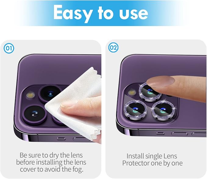 for iPhone 14 Pro/14 Pro Max Camera Lens Protector Bling, 9H Hardness