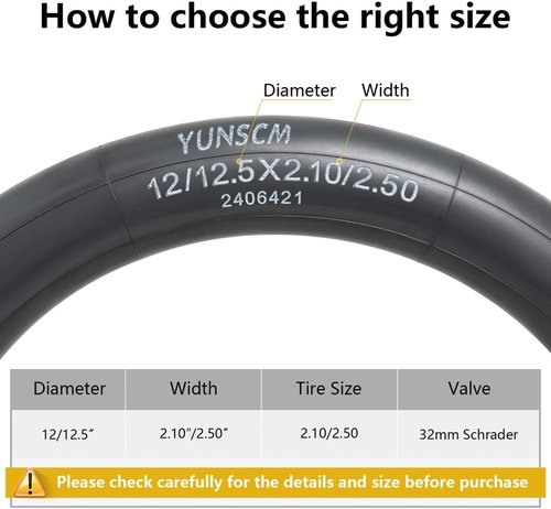 Heavy Duty Bike Tubes by [Brand Name] - 12"/12.5" AV32mm Schrader Valve Inner Tubes | Compatible with 12x2.10/2.50