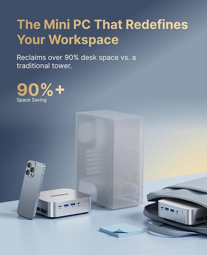 ACEMAGIC K1 Mini PC R2544 8GB DDR4 256GB SSD Mini Computers 28W 4K | Ryzen Micro Desktop PC 4K Triple Display/WiFi/VESA for Home Office Business Education, Preinstalled WIN11 Pro