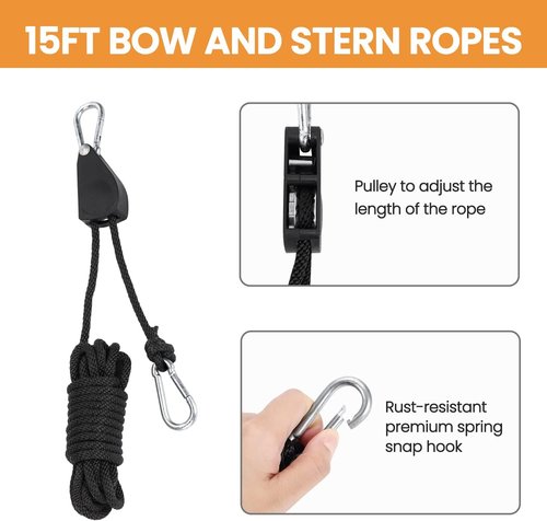 HEYTRIP Heavy-Duty Tie Down Straps for Kayak & Canoe | 15FT Bow & Stern Ropes with Storage Bag