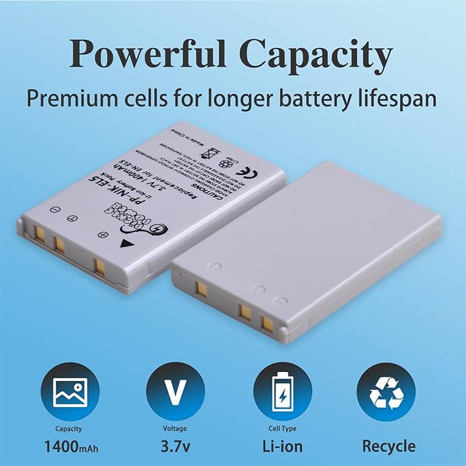 Pickle Power EN-EL5 Battery 2-Pack and LED Dual Charger