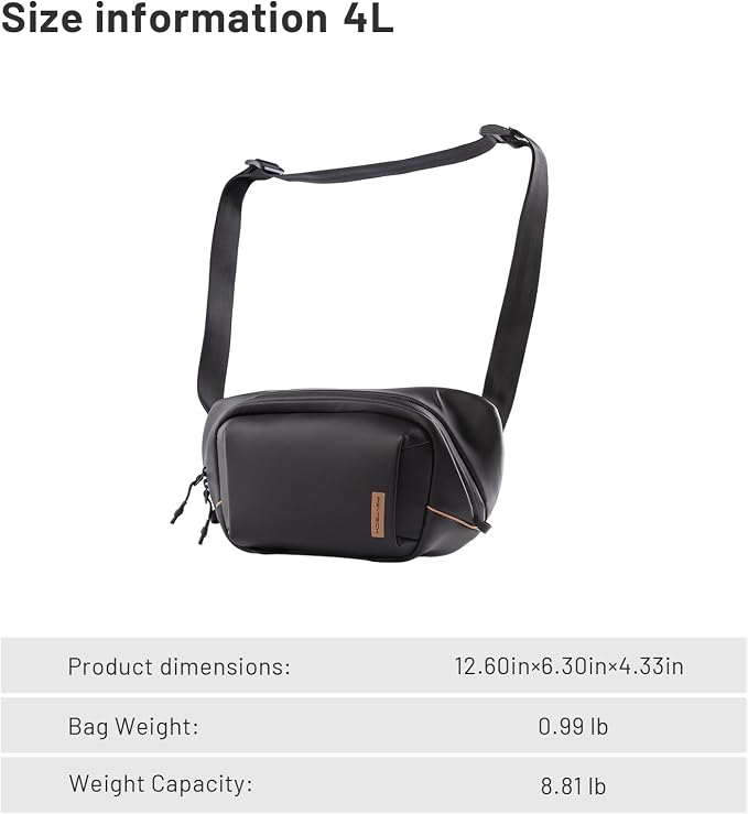 PGYTECH OneGo Solo V2 Camera Sling Bag, 4L Camera Chest Bag Crossbody Fanny Pack