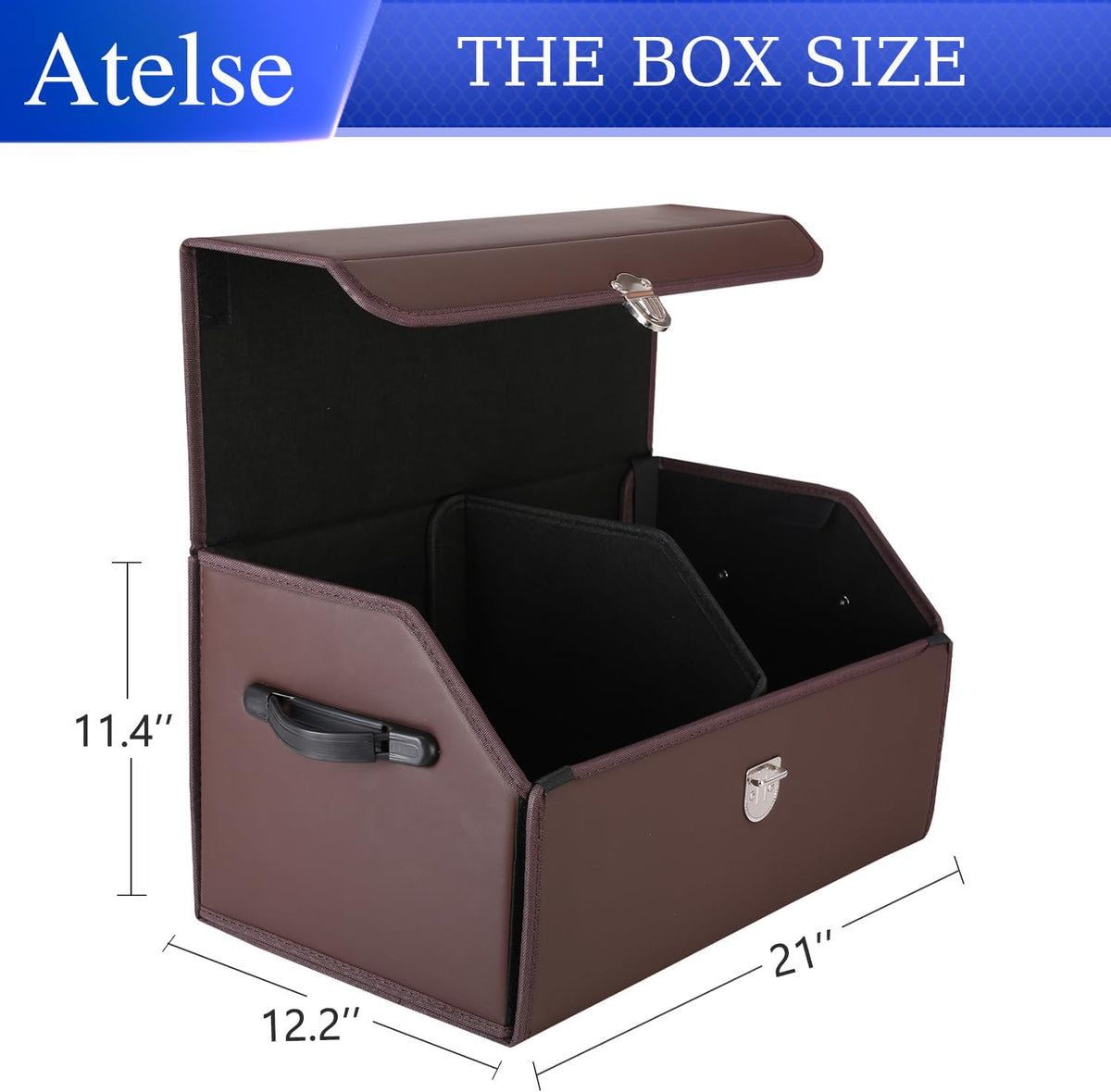 Trunk Organizer for Car, SUV Trunk Organizer Leather Storage, Cargo Box-Automotive Consoles Organizers-Multi-Compartment Adjustable Auto Grocery Home Storage Box