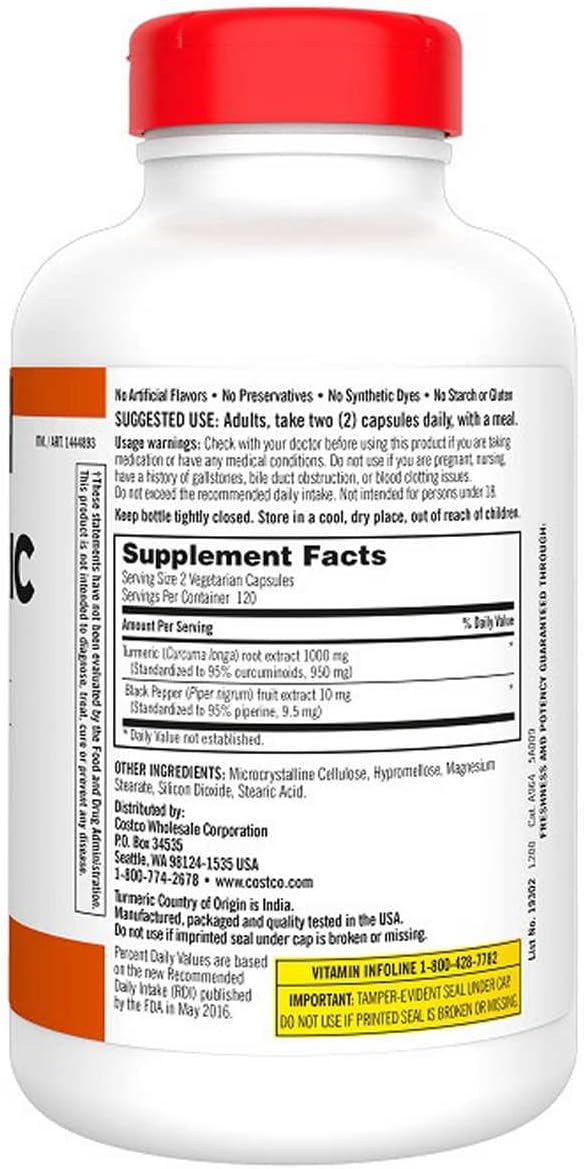 Just Grown Turmeric 1000 mg., 240 Capsules (1 Pack)
