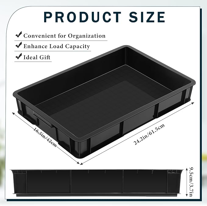 Baderke 1 Pc 24 x 15.5 Inches Oil Drain Pan for Changing Leak Proof Mini Fridge Drip Tray Plastic Oil Change Pan for Mini Fridges Air Conditioners Machinery Under Car (Black,3.74 Inch)