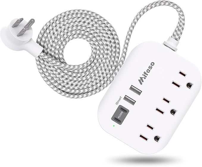 Dorm Essentials, PD20W USB Power Strip, 5Ft Flat Extension Cord with Multiple Outlets, USB Charging Station with Non Surge Protector for Cruise Ship, Travel, Cruise Ship Essentials