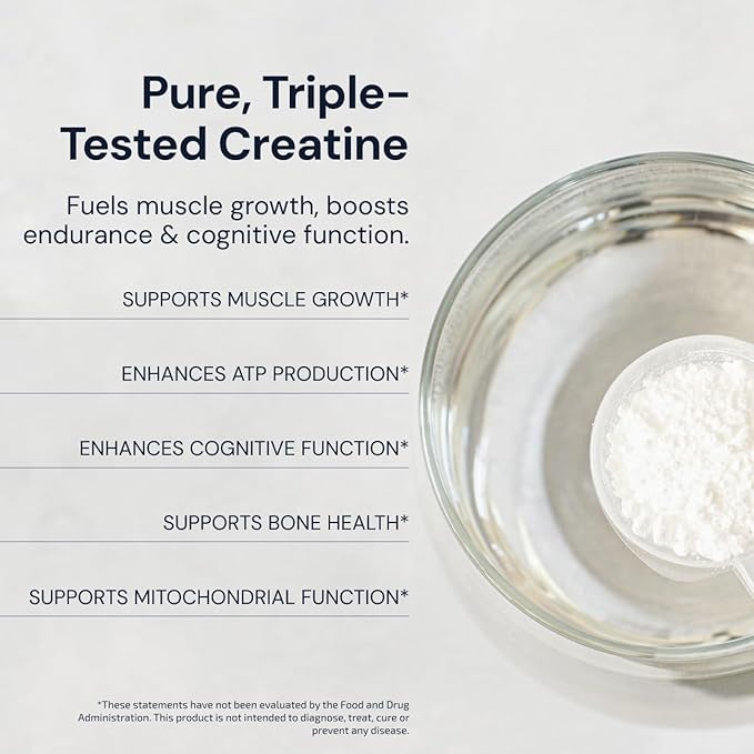 Blueprint Bryan Johnson Creatine Monohydrate Powder - Creatine Supplement for Muscle Builder & Recovery - Promotes Strength, Cognitive & Endurance Support (100 Servings)