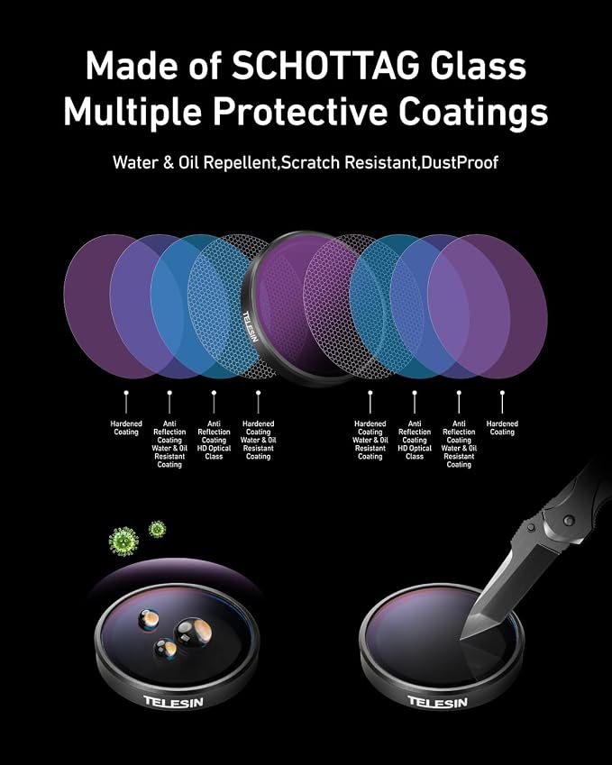 TELESIN CPL ND Filter Set for DJI Action 5 Pro/4/3, Xtra Edge & Xtra Edge Pro