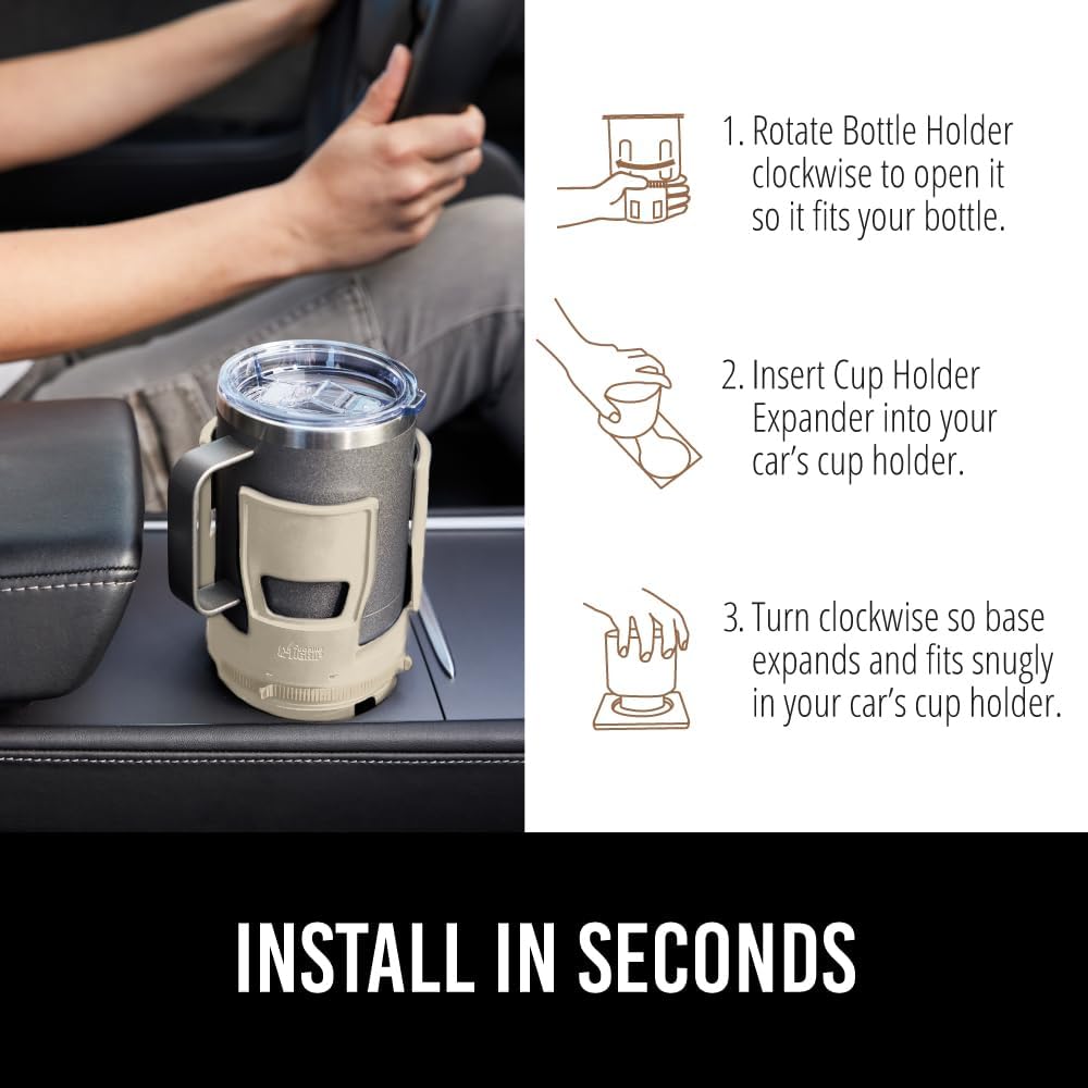 GORILLA GRIP Patent Pending Adjustable Car Cup Holder Expander, Tan