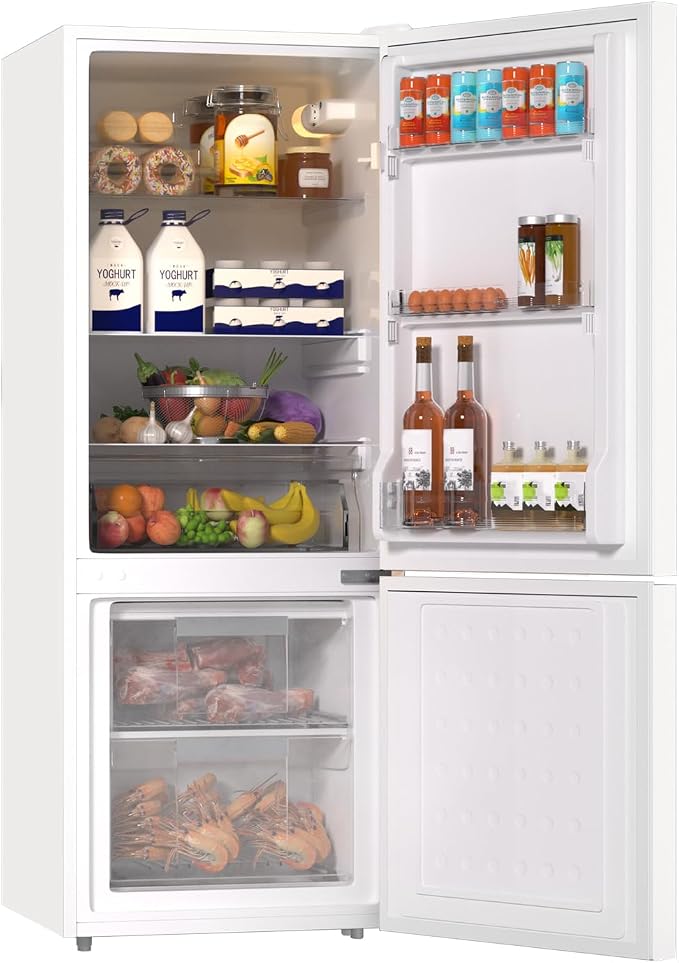 Apartment 7.1 Cu.Ft Refrigerator with Bottom Freezer Cream White | Office Fridge with Bottom Freezer, Large Capacity, Energy Saving, Adjustable Thermostat, Low Noise