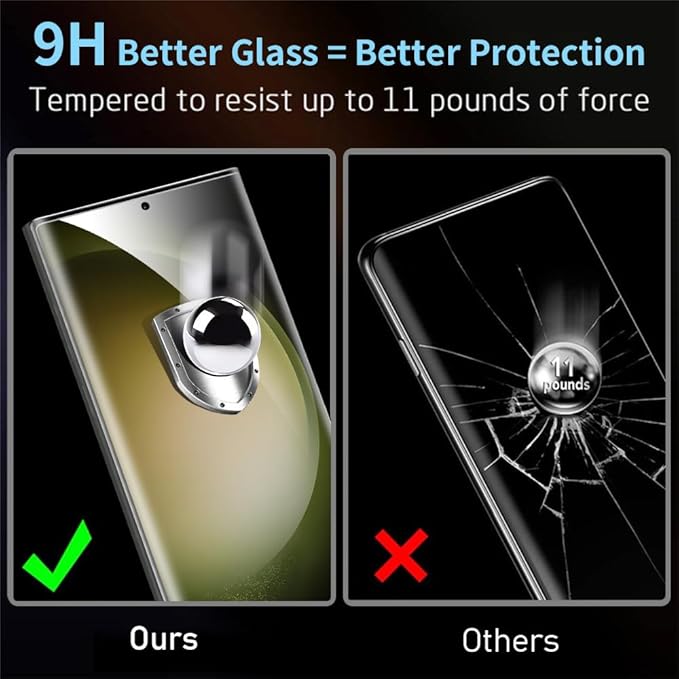 3 Pack Galaxy S23 Ultra Screen Protector, HD Clear Tempered Glass, Fingerprint