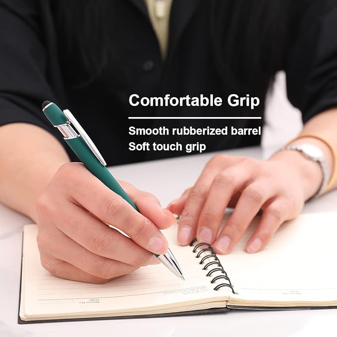Oddmoal Ballpoint Pen with Stylus Tip, Soft Touch Click Metal Pen, 1.0mm Medium