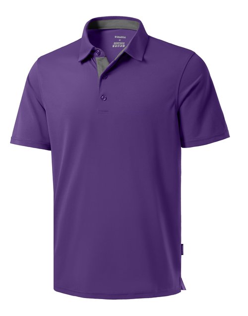 Men's Golf Shirts Dry Fit Moisture Wicking Performance Short Sleeve Collared Polo Shirts for Casual Tennis Bussiness (Purple, XXL)