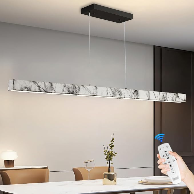 Linear Pendant Lights for Kitchen Island, 39” Modern LED Chandelier for Dining