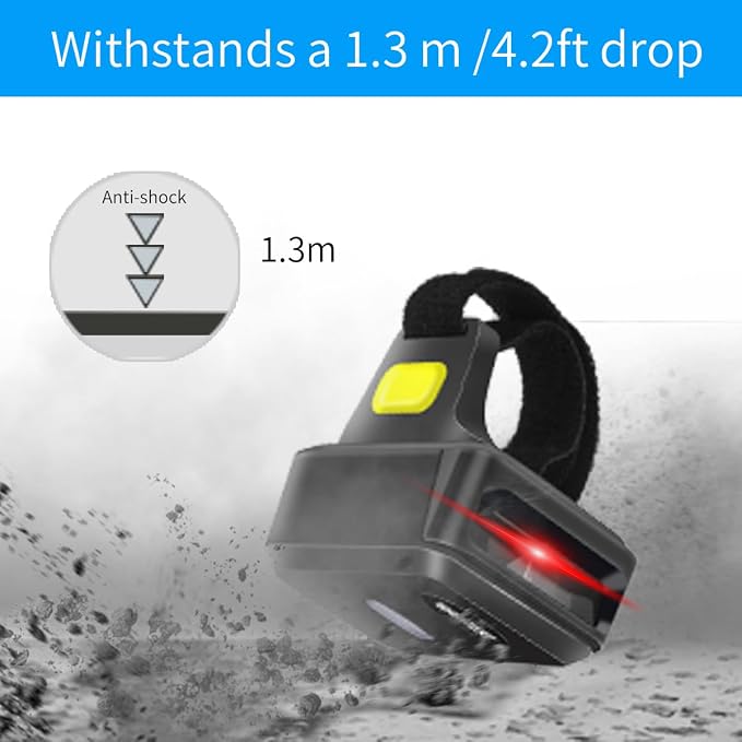 Portable Ring Bluetooth Barcode Scanner Wireless 2.4Ghz &USB Wired 3 in 1