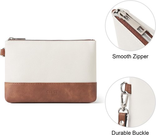 CLUCI Leather Wristlet Wallet - Large Capacity Clutch Purse for Women | Slim Travel Organizer with Card Holder