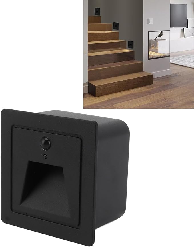 Fafeicy LED Step Light Motion Sensor Aluminum IP65 3W 110‑240V Stair Light for Hallway Closet Bedroom