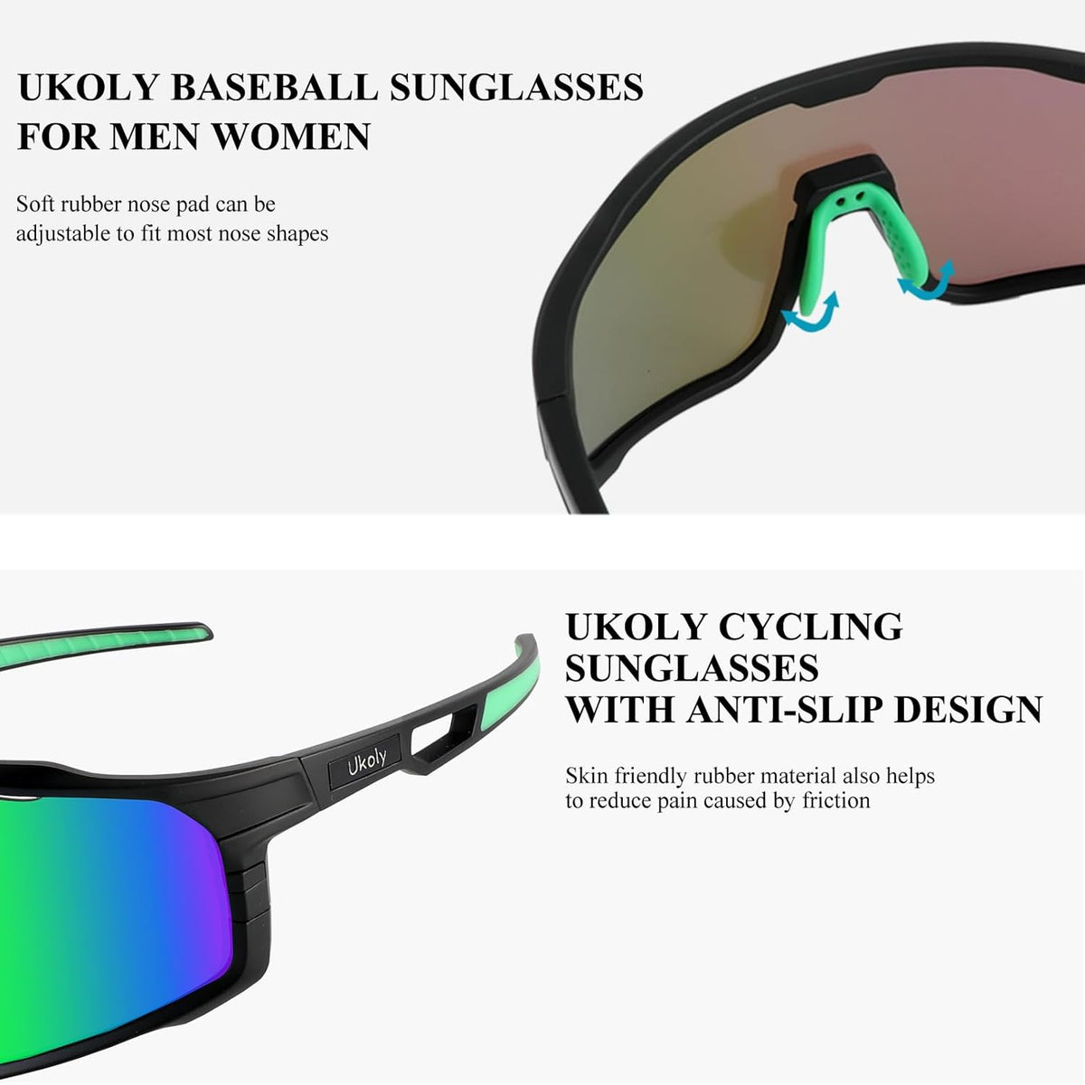 Ukoly Cycling Glasses - HD UV400 Sports Sunglasses for Men & Women | Ideal for Running, Baseball, Fishing & Golf