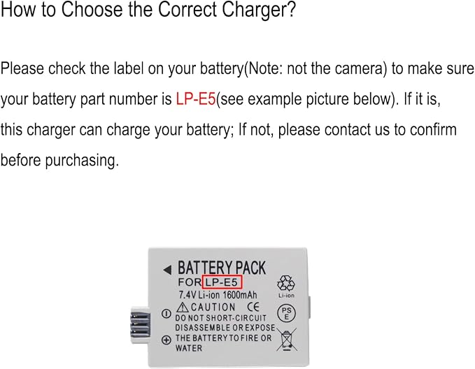 LP-E5 Battery Charger for Canon EOS 500D, Kiss X3, Rebel T1i