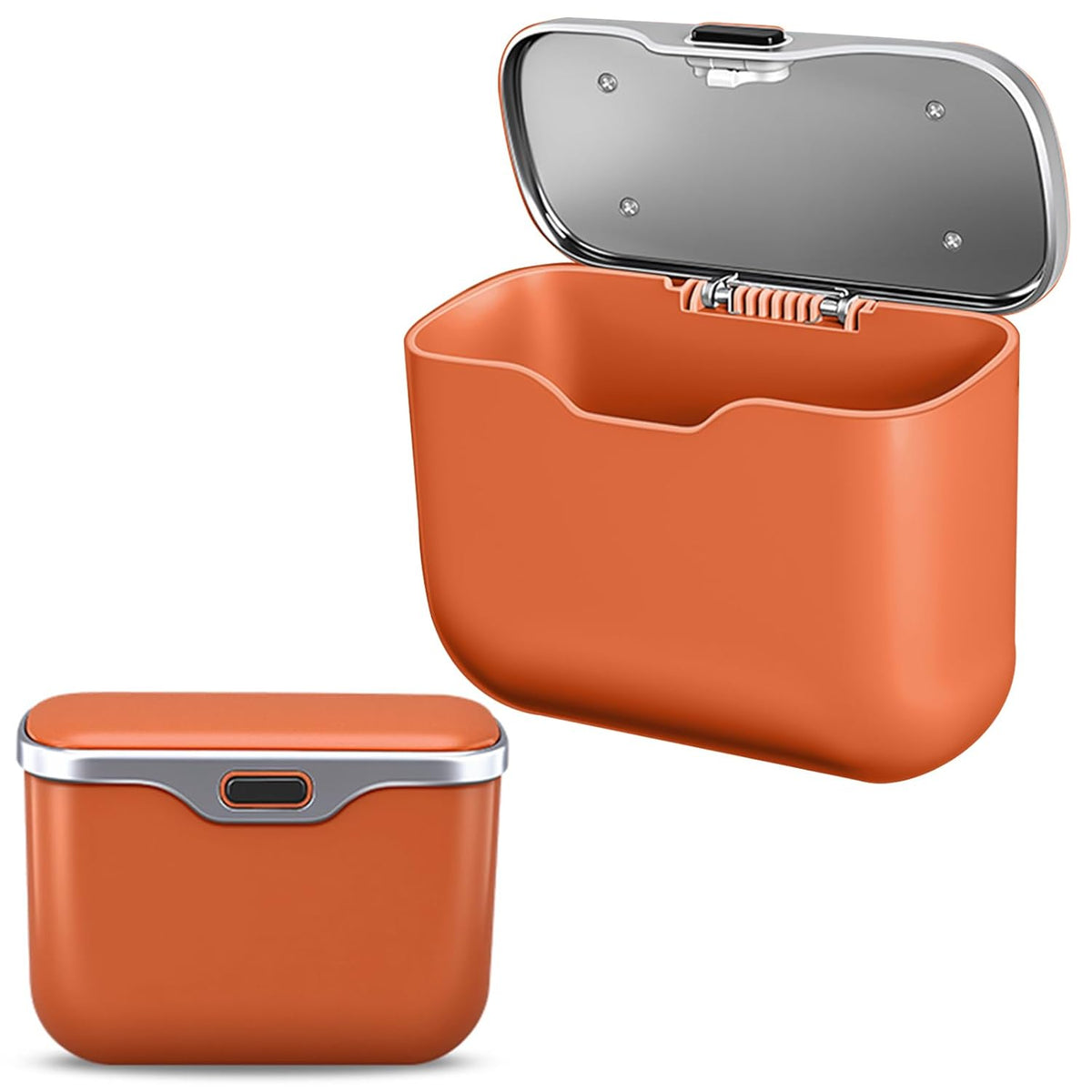 Car Trash Can with Lid - 2-in-1 Leather Top Car Garbage Can & Storage Box | Leakproof, Waterproof Hanging Auto Trash Bin for Back of Seat, Door, SUVs, Trucks, Sedans Orange