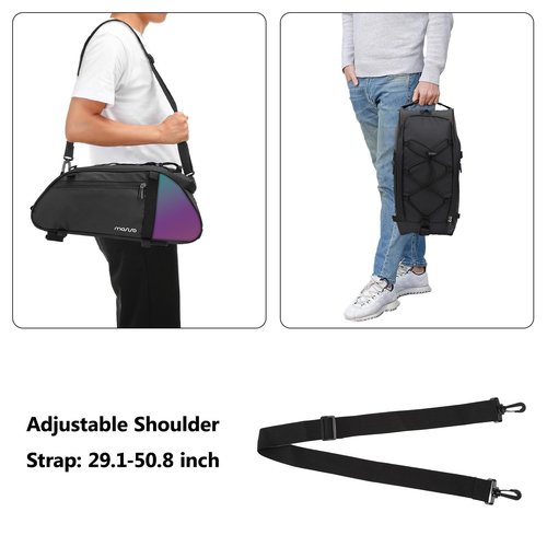 MOSISO Bike Rack Bag with Dazzle Tail, Waterproof Bicycle Rear Rack Trunk Bag, Mountain Bike Rear Seat Handbag Bicycle Storage Saddle Shoulder Pouch Cycling Luggage Pouch with Shoulder Strap, Black