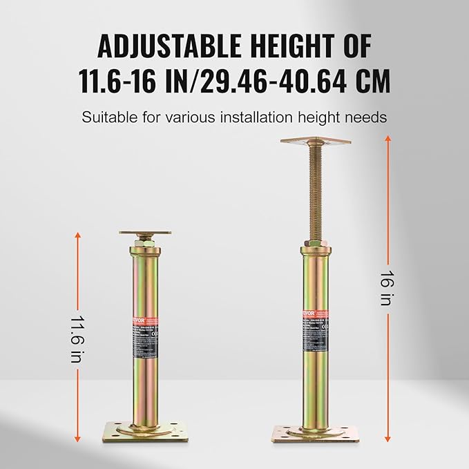 VEVOR House Floor Jacks, 4 PCS Post Floor Joist Jacks for Leveling, 11.6"-16" Height Range, Total Support up to 10000 LBS, Galvanized Telescoping Screw Jacks for Temporary Support