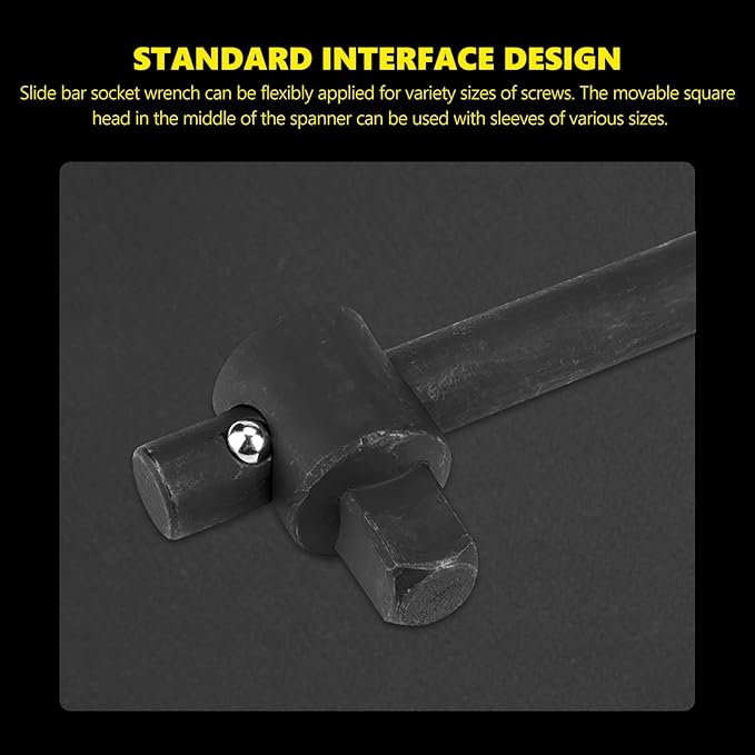 Walfront Sliding Wrench Breaker Bar T Handle Socket Wrench Heavy Duty Steel With Ergonomic Design (1/2", 357g/12.6oz)