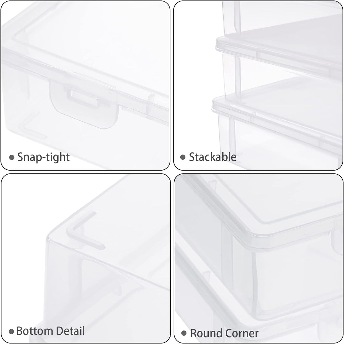 BTSKY Clear Plastic Storage Box with Flap Lid, Multipurpose Craft Organizers and Storage Box Art Supply Storage Organizer Plastic Sewing Box for Beads Pencils Notebooks, 2 Pack Small