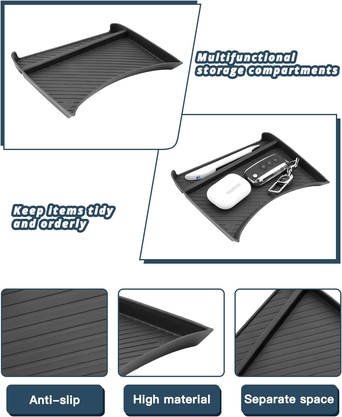 2026 Kona Console Organizer for 2026 Hyundai Kona Accessories TPE Front Console Organizer Compatible with 2024-2026 Hyundai Kona(Only for Gas SE SEL with Manual Shift Handle)