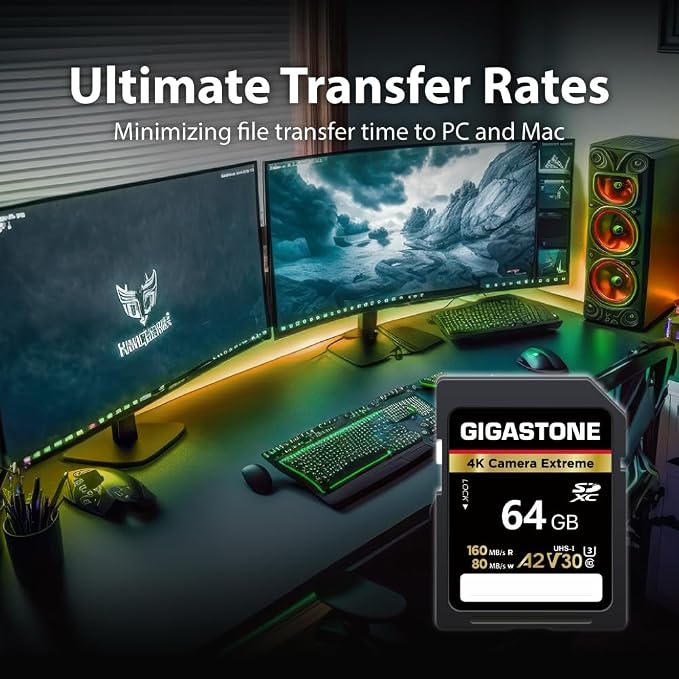 【5-Years Data Recovery】 GIGASTONE 64GB SD Card 2-Pack, 4K Camera Extreme