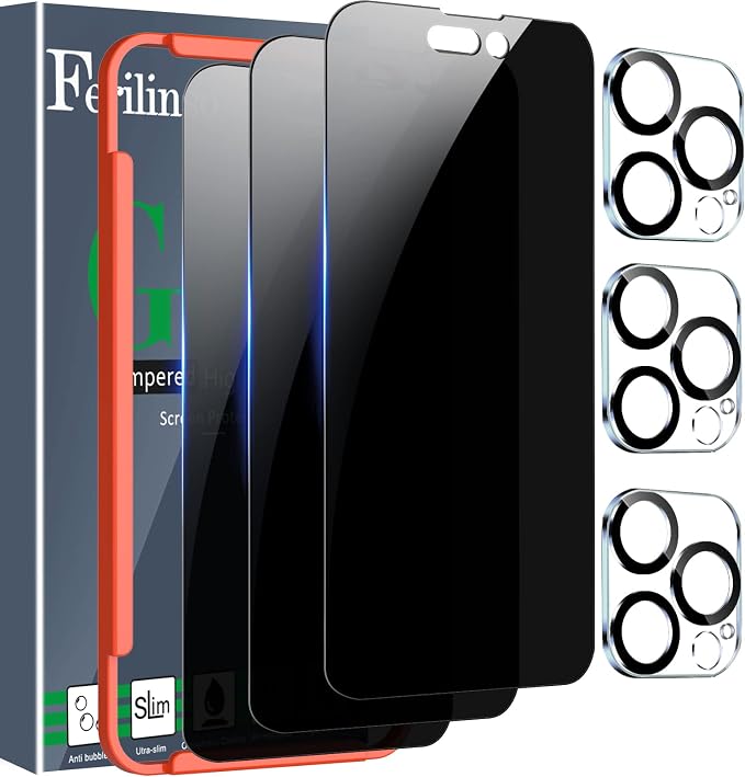 Ferilinso 3 Pack for Apple iPhone 14 Pro Max Privacy Screen Protector Tempered