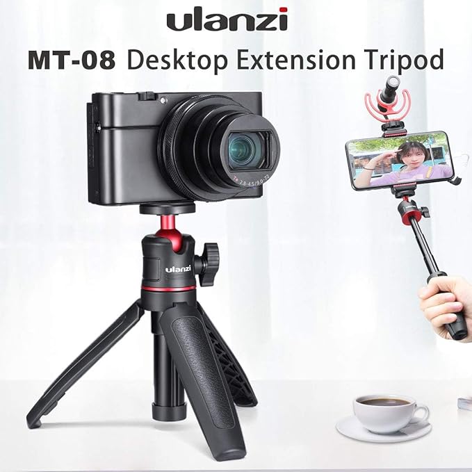 MT-08 Black Mini Tripod for Camera, 1/4" Screw Universal Tripod Compatible