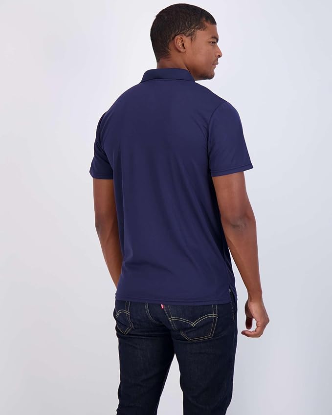 Real Essentials 3 Pack: Men's Quick-Dry Short Sleeve Athletic Performance Polo Shirt (Available in Big & Tall)