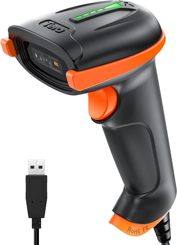 Tera Upgraded USB 1D 2D QR Barcode Scanner Wired, Officially Certified