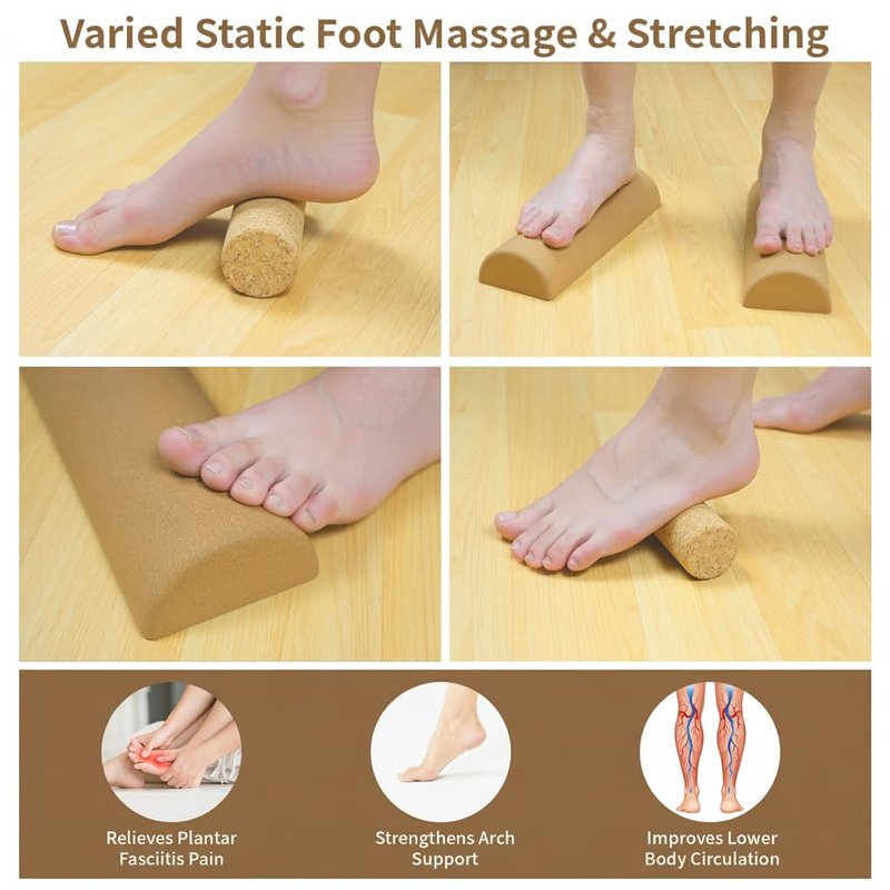 Upgraded Balance Trainer, Cork Balancing Board with User Guide-12In, Foot Ankle Strengthener Calf Stretcher, Plantar Fasciitis Bunion Arch Relief, Stability Trainer Double Leg Foot Strength Equipment