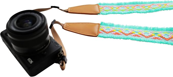 Original Design Personalized Adjustable Camera Strap Mint Green Tassel