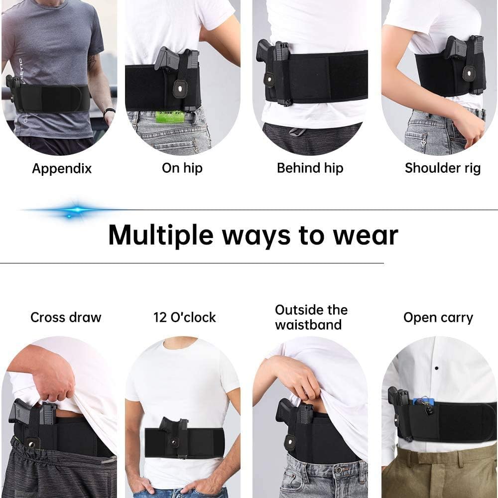 Skiennix Belly Band Holster - Comfortable Neoprene Gun Holster for Glock, Smith & Wesson, Taurus | Fits Most Pistols and Revolvers
